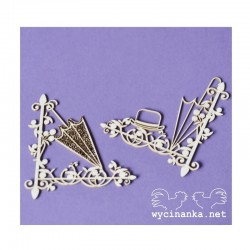 Chipboard - Růžek s deštníčkem a s buřinkou - 2ks