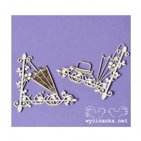 Chipboard - Růžek s deštníčkem a s buřinkou - 2ks