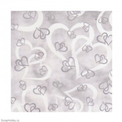 Transparentní papír - Stříbrná srdíčka - A4