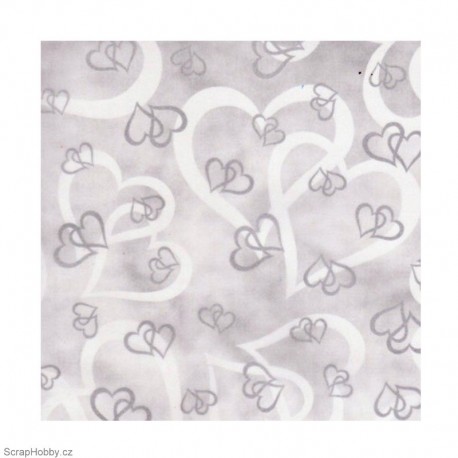 Transparentní papír - Stříbrná srdíčka - A4