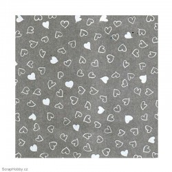 Transparentní papír - Padající bílá srdíčka - A4