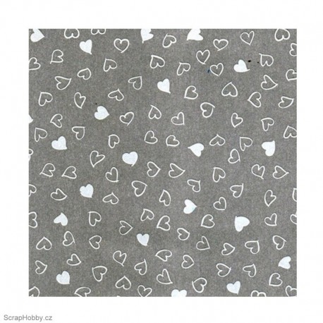 Transparentní papír - Padající bílá srdíčka - A4