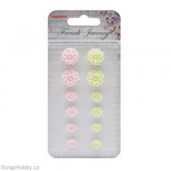 Kytičky z pryskyřice - Chryzantémy růžové...12ks