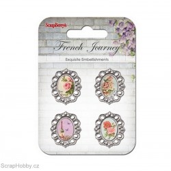 Samolepky - Kovové - French Journey - Růžičky