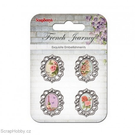 Samolepky - Kovové - French Journey - Růžičky