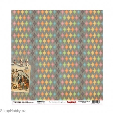 Oboustranný papír - Vintage Circus - Fireworks