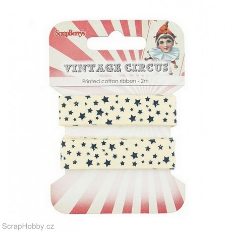 Bavlněná tištěná stuha - Vintage Circus - Hvězdy - 2m﻿