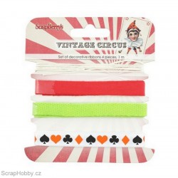 Sada dekoračních stuh - Vintage circus - 4ks - 1m