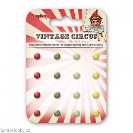 Sada smaltovaných hřebíčků - Vintag Circus - 16ks
