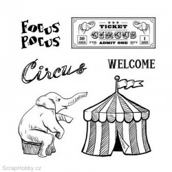Gelové razítko - Vintage Circus - Fucus - Pocus - 10ks