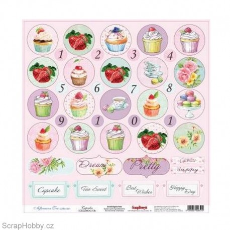 Jednostranný papír - Afternoon Tea - Cupcakes