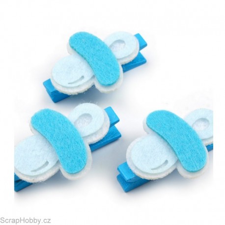 Dřevěné kolíčky s dudlíkem - modré