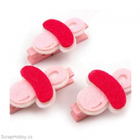 Dřevěné kolíčky s dudlíkem - růžové