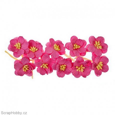 Kytičky papírové Třešňové - 10ks - Růžové