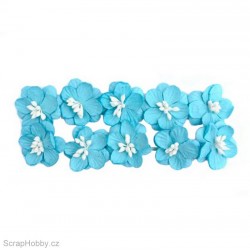 Kytičky papírové Třešňové - 10ks - Modré