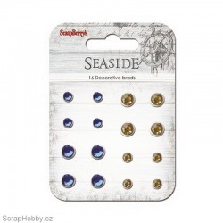 Sada hřebíčků - Seaside - Vintage s kamínkem - modrý, žlutý