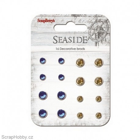 Sada hřebíčků - Seaside - Vintage s kamínkem - modrý, žlutý