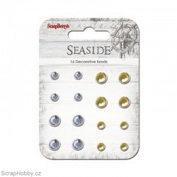 Sada hřebíčků - Seaside - Vintage s kamínkem - světle modrý, žlutý