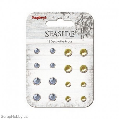 Sada hřebíčků - Seaside - Vintage s kamínkem - světle modrý, žlutý