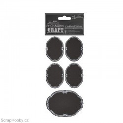 Sada samolepek s tabulovým povrchem - Zdobené oválky - 24ks