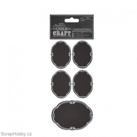 Sada samolepek s tabulovým povrchem - Zdobené oválky - 24ks