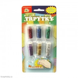 Třpytky - mix 6. barev v lahvičce - jehličky
