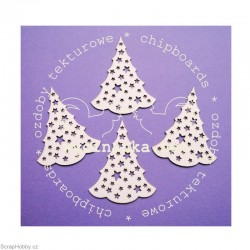 Chipboard - Stromečky s hvězdičkami - 4 ks