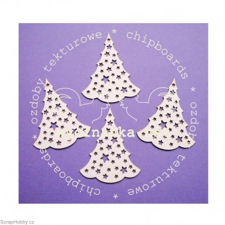 Chipboard - Stromečky s hvězdičkami - 4 ks