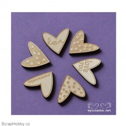 Dřevěná srdíčka - 6ks.