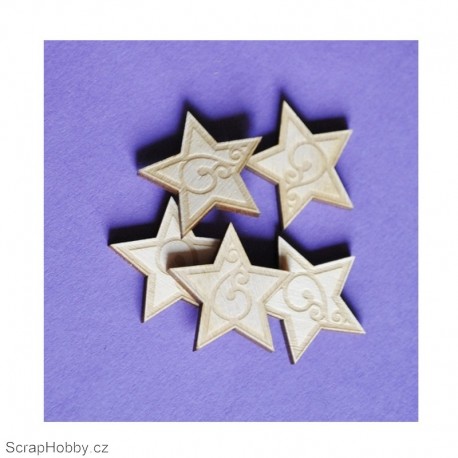 Dřevěné hvězdičky - 5ks.