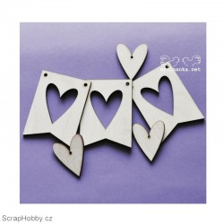 Srdíčka a vlaječky - 6ks