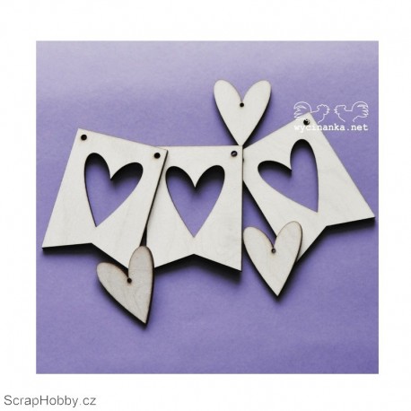 Srdíčka a vlaječky - 6ks