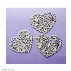 Chipboard - Krajkové srdíčko - 3ks