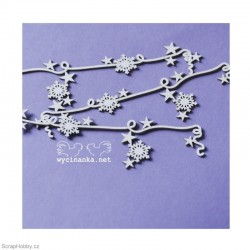 Girlanda s vločkami a hvězdičkami - 3ks