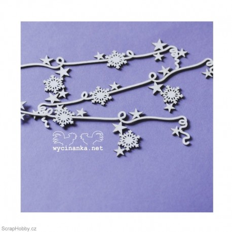 Girlanda s vločkami a hvězdičkami - 3ks