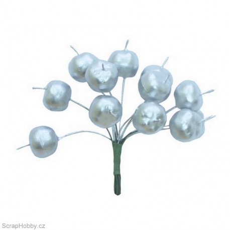 Dekorační svazek stříbrných jablíček - 12ks.