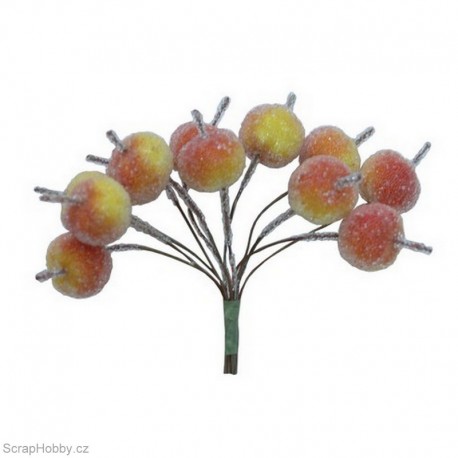 Dekorační svazek ojíněných jablíček - 12ks.