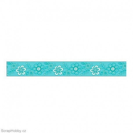 Washi páska - Tyrkysové kytičky - 8m x 15mm