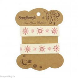 Bavlněná tištěná stuha - Vločky - 2m