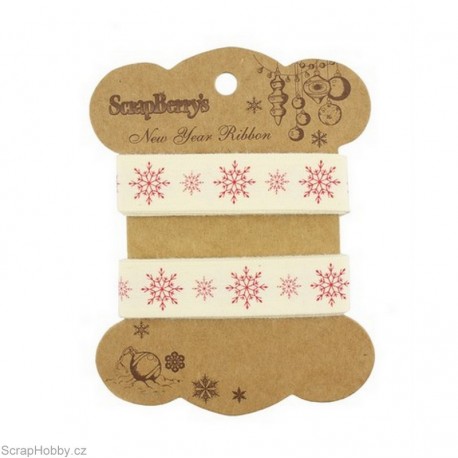 Bavlněná tištěná stuha - Vločky - 2m