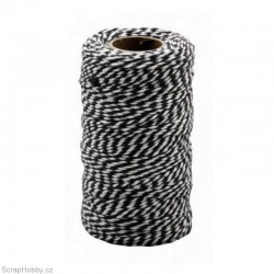 Bavlněná šňůra - černo - bílá - 2mm x 10m