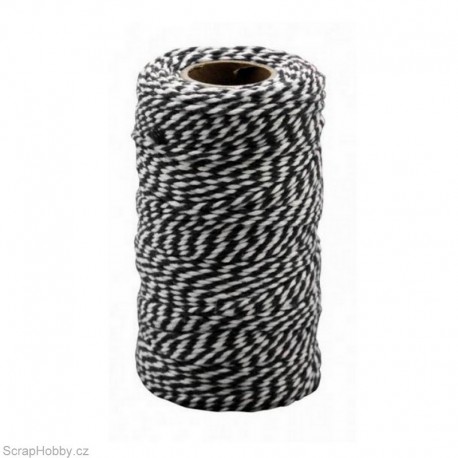 Bavlněná šňůra - černo - bílá - 2mm x 10m