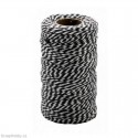 Bavlněná šňůra - černo - bílá - 2mm x 100m