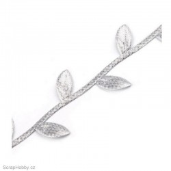 Stužka s lístečky - stříbrná