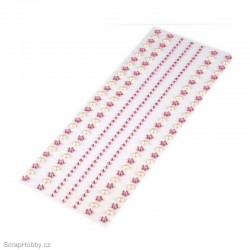 Samolepící pásky - perličky, kytičky, kamínky - růžové