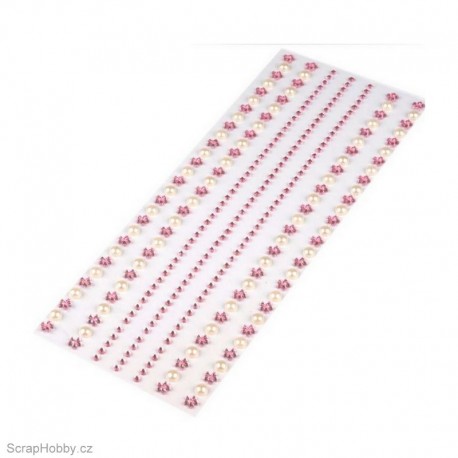 Samolepící pásky - perličky, kytičky, kamínky - růžové