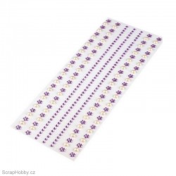 Samolepící pásky - perličky, kytičky, kamínky - fialové