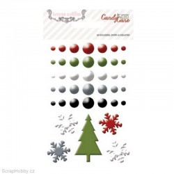 Sada samolepek - Tečky, vločky, stromeček - 40ks