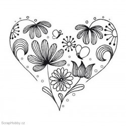 Razítko dřevěné - Květinové srdce