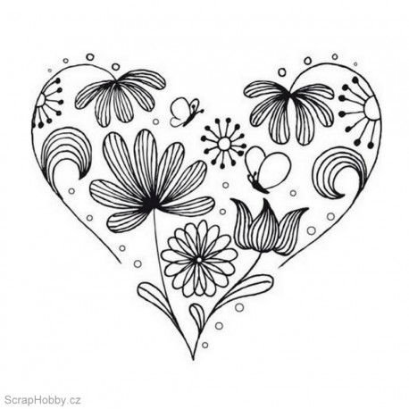 Razítko dřevěné - Květinové srdce